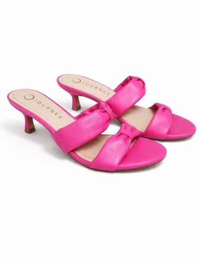 Journee Dyllan Pink Bow Heels Slide Sandals Kitten Heels Size 6.5